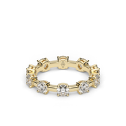 Yellow Gold Round Shape Diamond Spaced Out Eternity Ring/Band With Prong Setting.